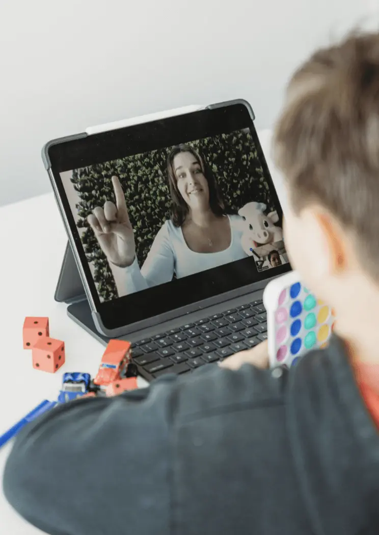 - Child working with Speech Therapist during a online therapy session