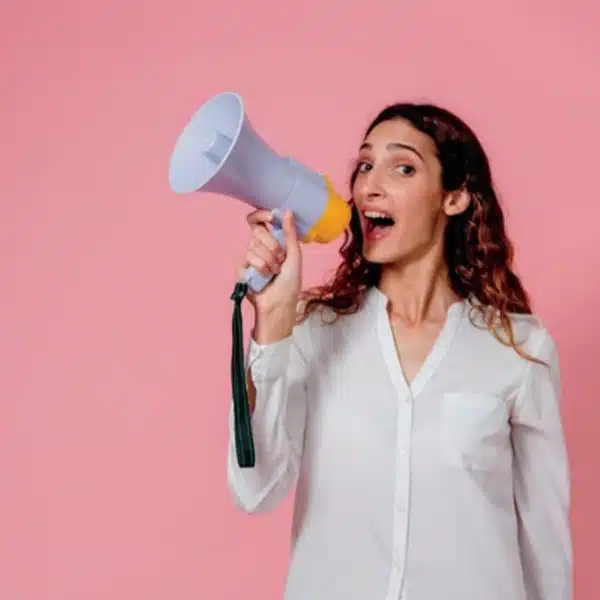 Woman holding a megaphone